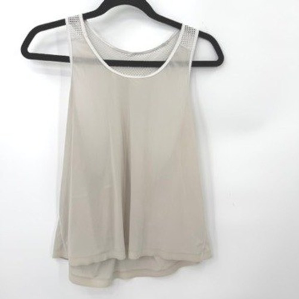 Lululemon Mesh Racerback Tank Top Women S Beige Sporty Yoga Workout Sheer